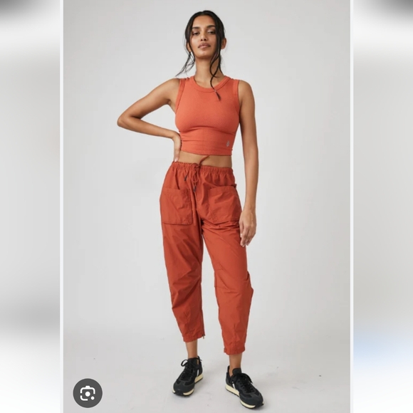 Free People Movement Fly By Night‎ Pants Rust Orange Women's Size Large Pockets - Picture 2 of 8